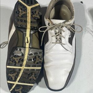 Nike White and Brown Athletic Golf Shoes